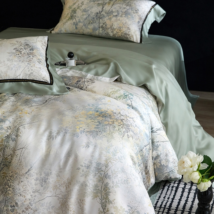 91家纺网 家纺一手货源 找家纺 慕梵家居 2026新款60支100%莱赛尔天丝四件套 庐山云雾