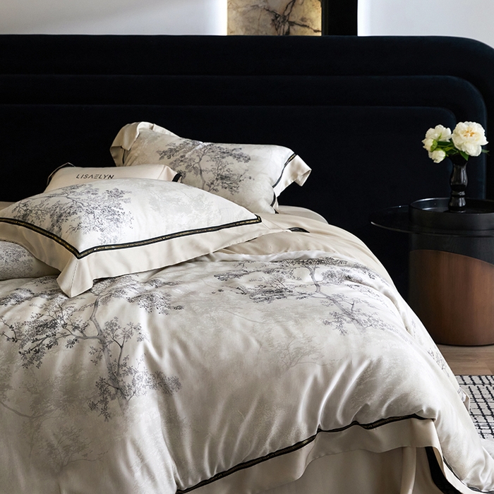 91家纺网 家纺一手货源 找家纺 慕梵家居 2026新款60支100%莱赛尔天丝四件套 木与叁三