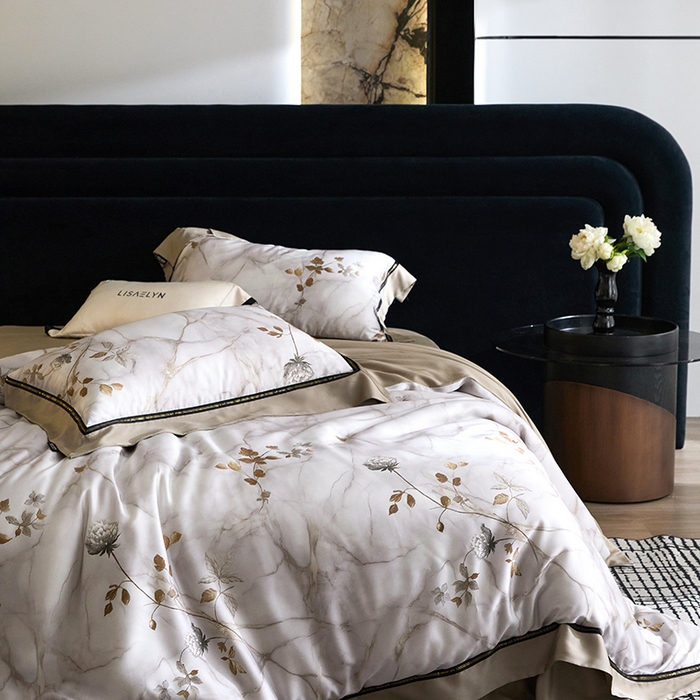 91家纺网 家纺一手货源 找家纺 慕梵家居 2026新款60支100%莱赛尔天丝四件套 苔庭春昼