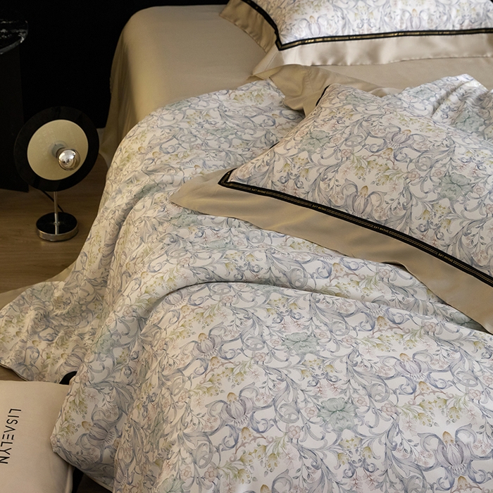 91家纺网 家纺一手货源 找家纺 慕梵家居 2026新款60支100%莱赛尔天丝四件套 山月玲