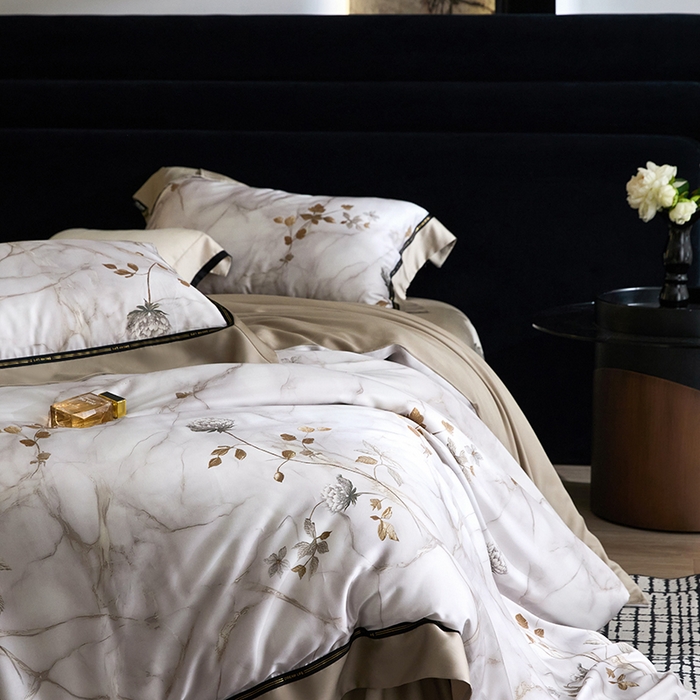 91家纺网 家纺一手货源 找家纺 慕梵家居 2026新款60支100%莱赛尔天丝四件套 苔庭春昼