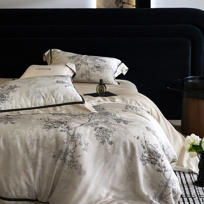 91家纺网 家纺一手货源 找家纺 慕梵家居 2026新款60支100%莱赛尔天丝四件套 木与叁三