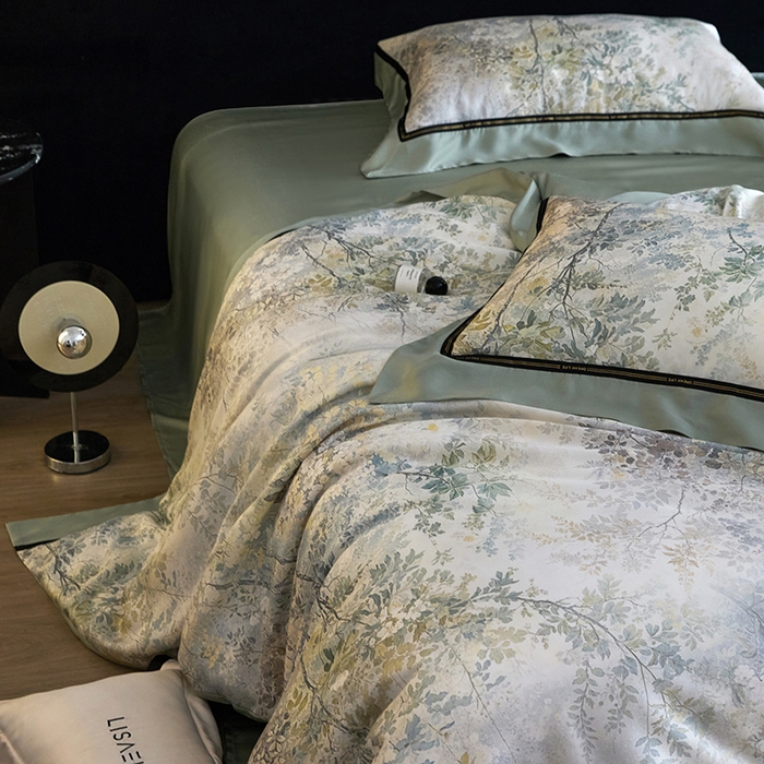 91家纺网 家纺一手货源 找家纺 慕梵家居 2026新款60支100%莱赛尔天丝四件套 庐山云雾