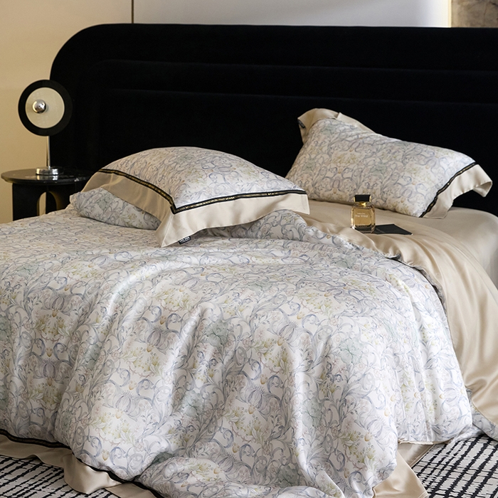 91家纺网 家纺一手货源 找家纺 慕梵家居 2026新款60支100%莱赛尔天丝四件套 山月玲