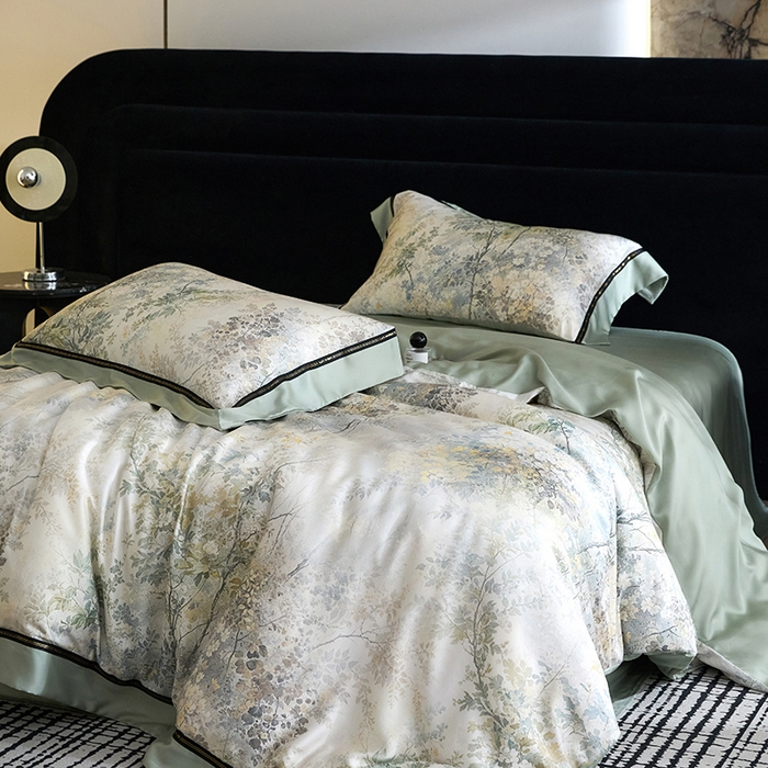 91家纺网 家纺一手货源 找家纺 慕梵家居 2026新款60支100%莱赛尔天丝四件套 庐山云雾