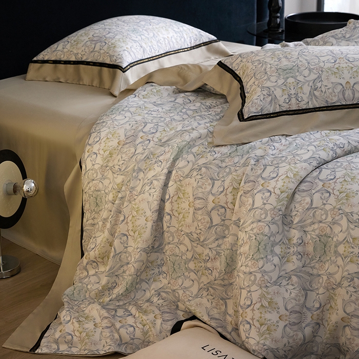 91家纺网 家纺一手货源 找家纺 慕梵家居 2026新款60支100%莱赛尔天丝四件套 山月玲