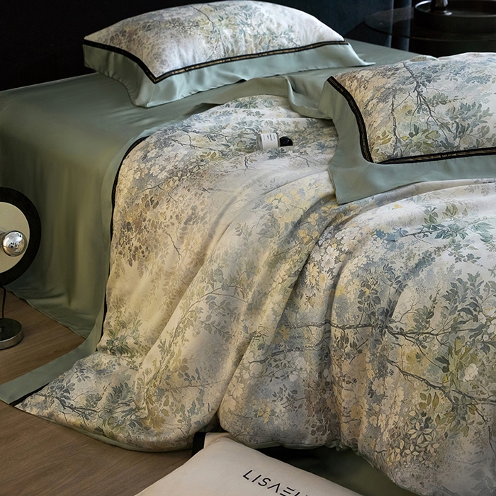 91家纺网 家纺一手货源 找家纺 慕梵家居 2026新款60支100%莱赛尔天丝四件套 庐山云雾