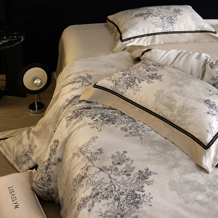 91家纺网 家纺一手货源 找家纺 慕梵家居 2026新款60支100%莱赛尔天丝四件套 木与叁三