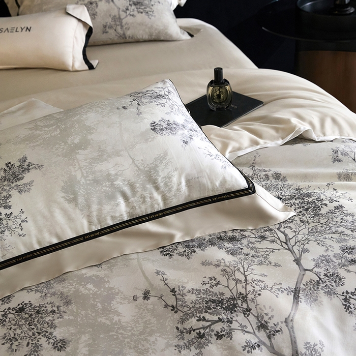 91家纺网 家纺一手货源 找家纺 慕梵家居 2026新款60支100%莱赛尔天丝四件套 木与叁三