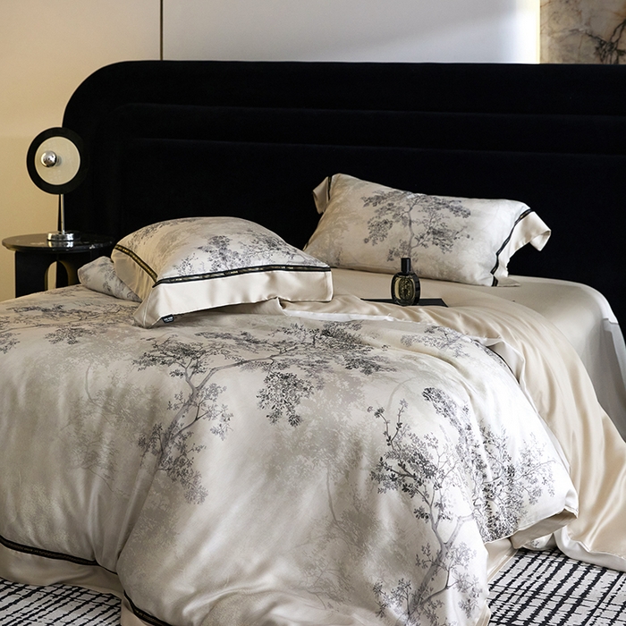 91家纺网 家纺一手货源 找家纺 慕梵家居 2026新款60支100%莱赛尔天丝四件套 木与叁三