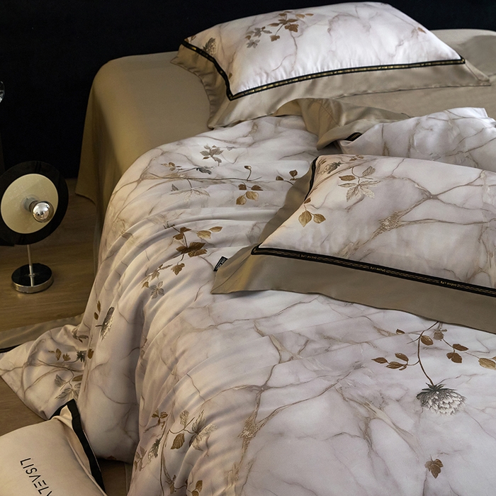 91家纺网 家纺一手货源 找家纺 慕梵家居 2026新款60支100%莱赛尔天丝四件套 苔庭春昼