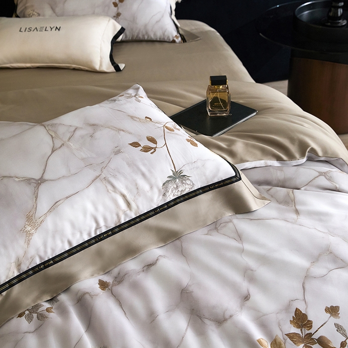 91家纺网 家纺一手货源 找家纺 慕梵家居 2026新款60支100%莱赛尔天丝四件套 苔庭春昼