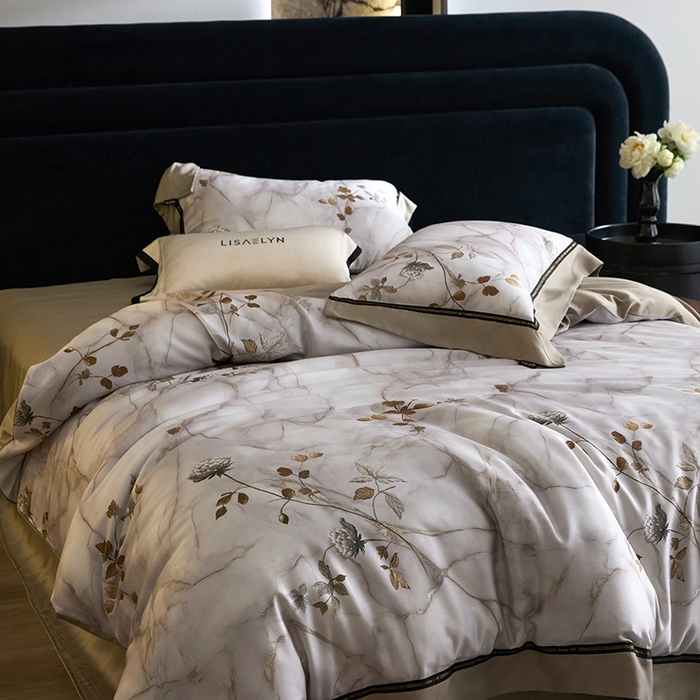 91家纺网 家纺一手货源 找家纺 慕梵家居 2026新款60支100%莱赛尔天丝四件套 苔庭春昼