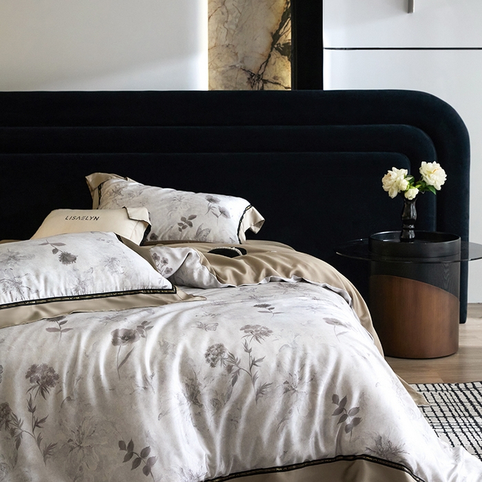 91家纺网 家纺一手货源 找家纺 慕梵家居 2026新款60支100%莱赛尔天丝四件套 陶然