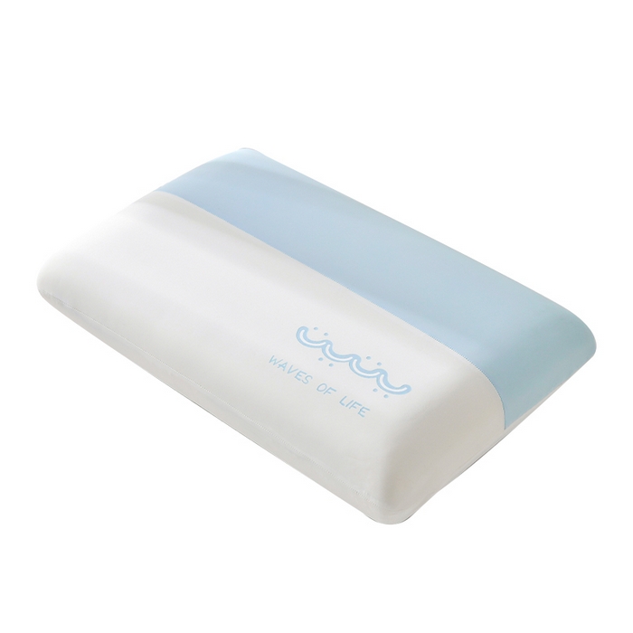 91家纺网 家纺一手货源 找家纺 云梦枕居 2026新款深睡记忆棉双拼枕芯枕头 生物基慢回弹记忆枕加高枕带内衬可拆洗 蓝色