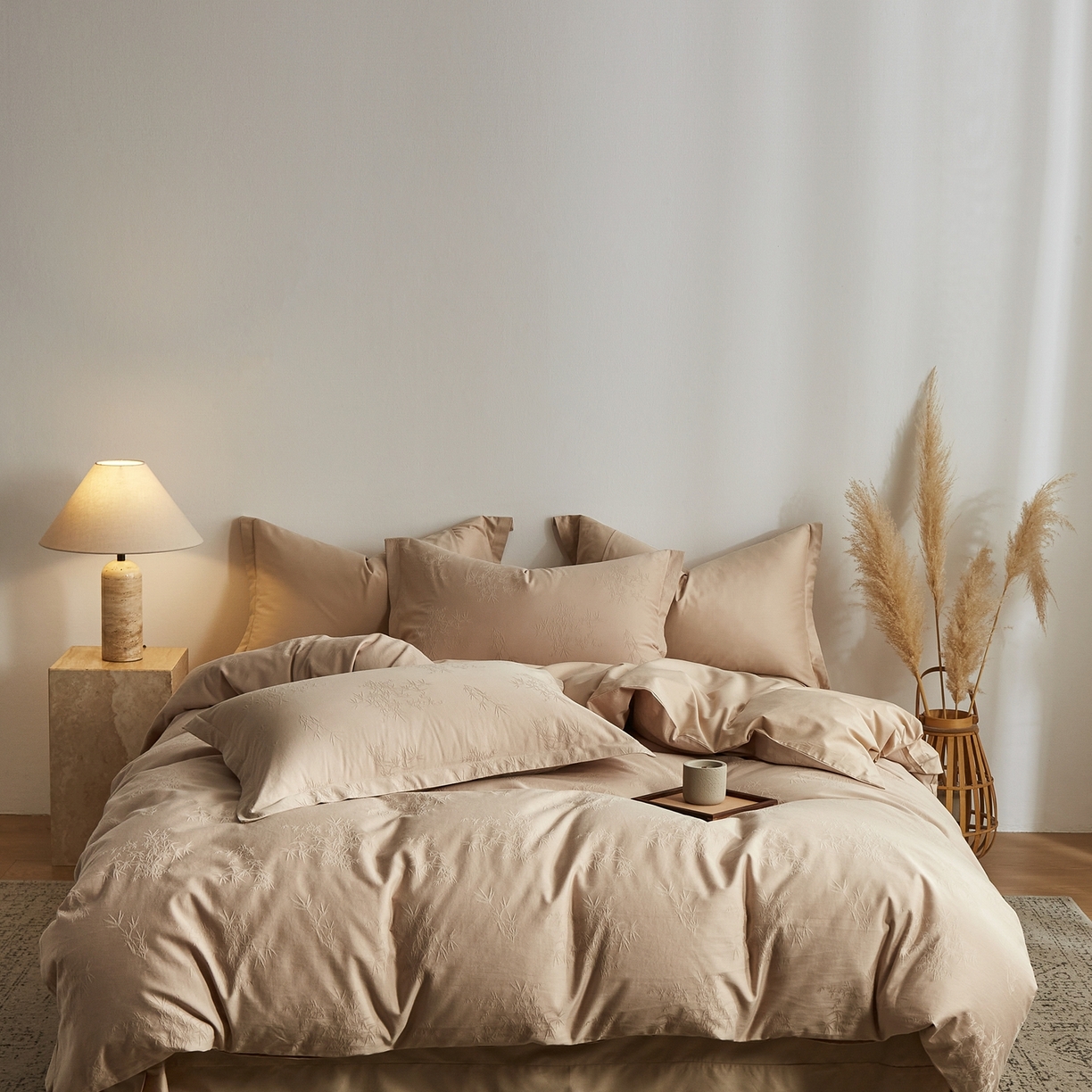 顾家家居 2026新款AB面全棉厚织提花四件套 竹沁- 芸黄