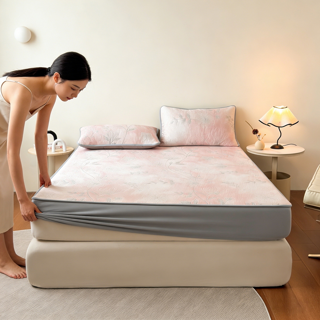 91家纺网 家纺一手货源 找家纺 （总）柔品 2026春夏新款PE中分子床笠款凉席席子