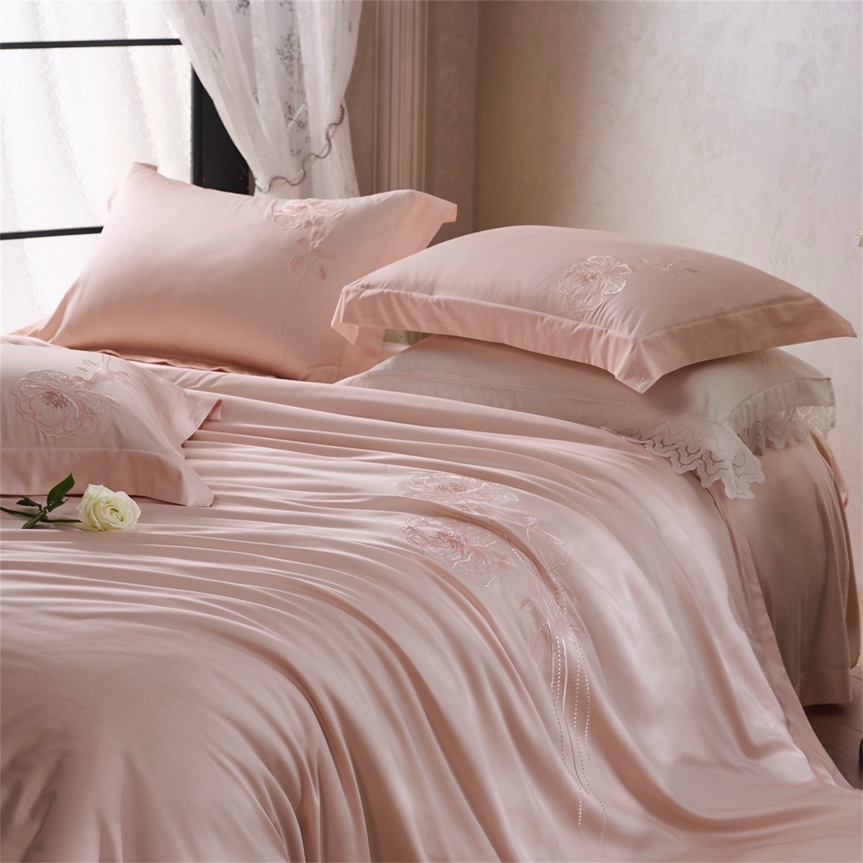 91家纺网 家纺一手货源 找家纺 （总）玖玖爱家纺 2026新款奢织轻云柔棉长绒棉四件套-月下繁花