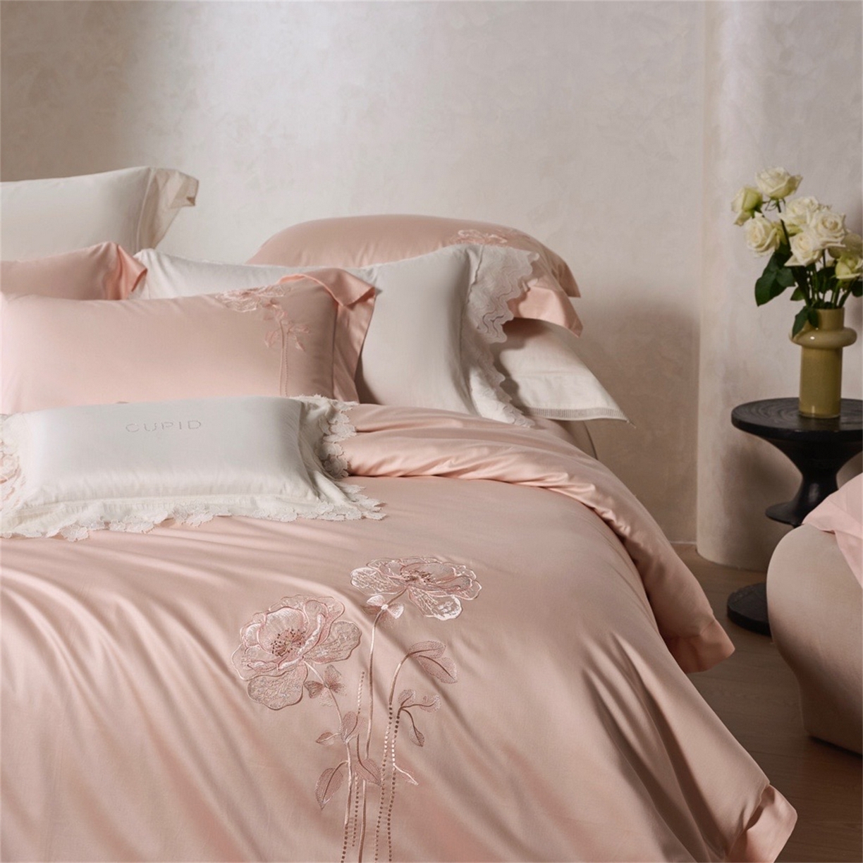 91家纺网 家纺一手货源 找家纺 （总）玖玖爱家纺 2026新款奢织轻云柔棉长绒棉四件套-月下繁花