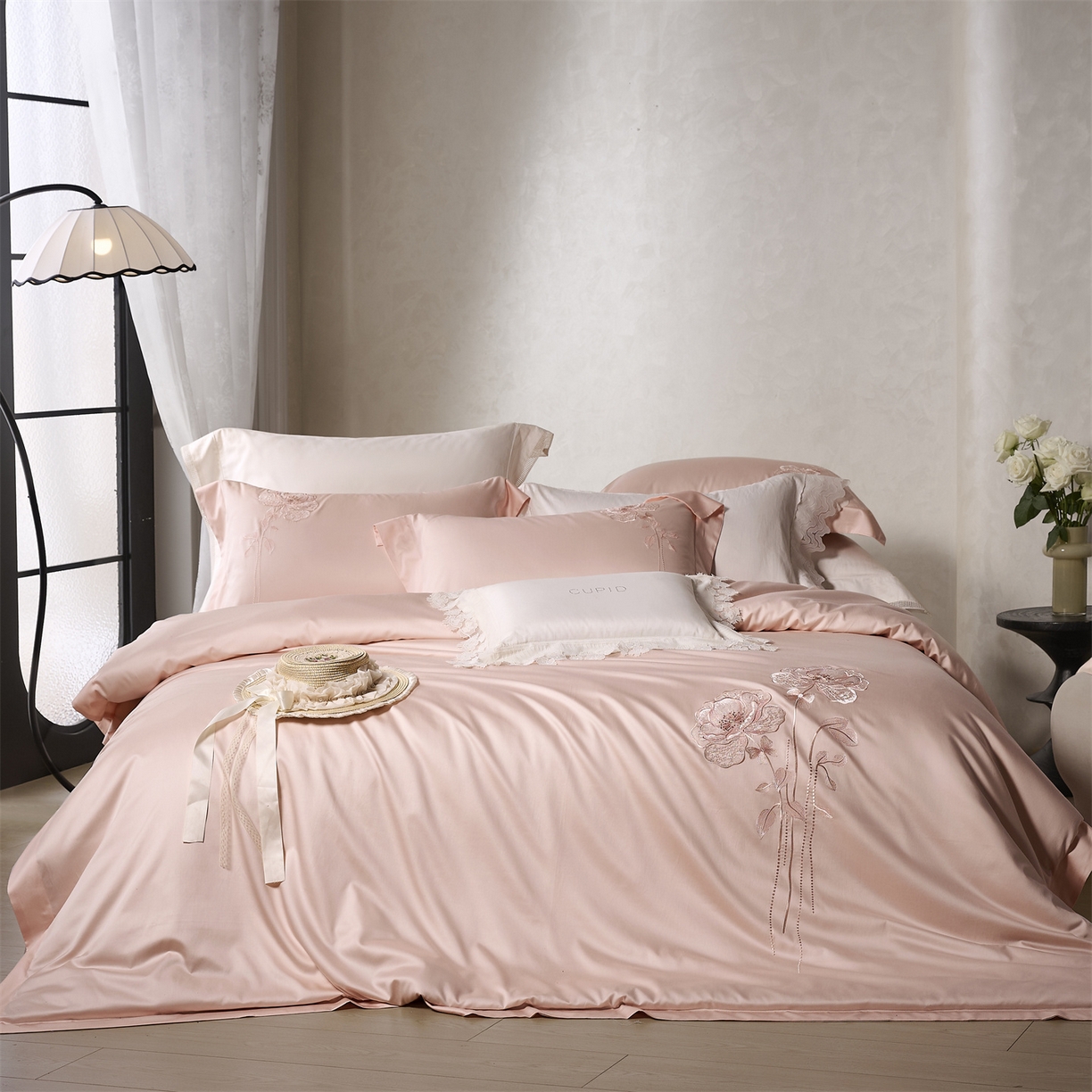 91家纺网 家纺一手货源 找家纺 （总）玖玖爱家纺 2026新款奢织轻云柔棉长绒棉四件套-月下繁花