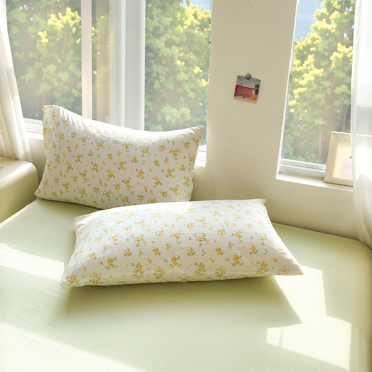 91家纺网 家纺一手货源 找家纺 晓时候 2026新款A类云感双层纱夏被棉花被小清新印花夏凉被空调被 安然入夏