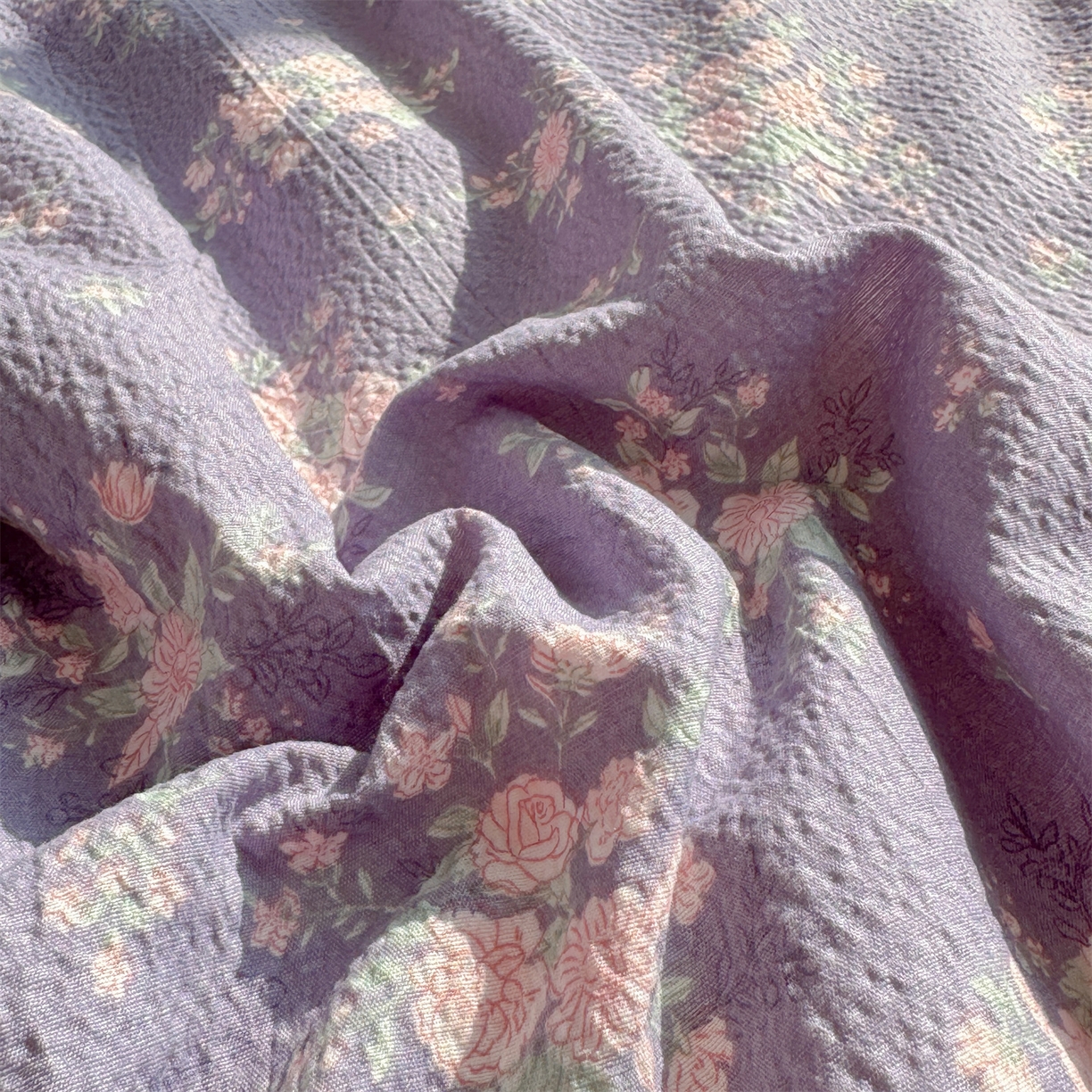 91家纺网 家纺一手货源 找家纺 晓时候 2026新款A类云感双层纱夏被棉花被小清新印花夏凉被空调被 豆蔻