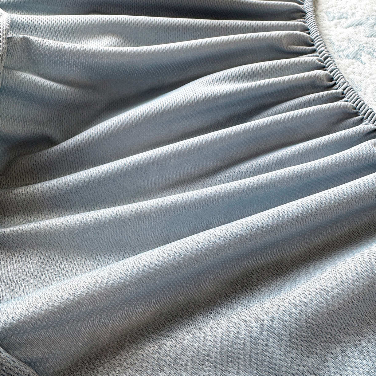 91家纺网 家纺一手货源 找家纺 柔品 2026春夏新款PE中分子床笠款凉席席子 梦里繁花 蓝