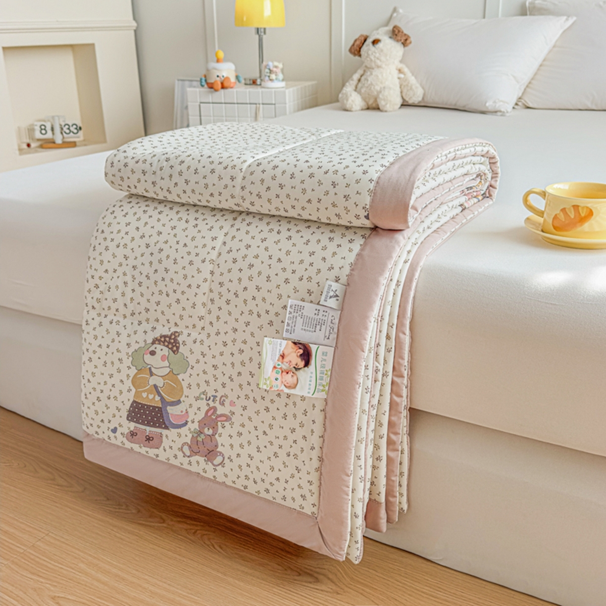 91家纺网 家纺一手货源 找家纺 帕拉美拉 2026新款A类印花冰凉丝凉感丝手包大宽边夏被 萌宠小分队