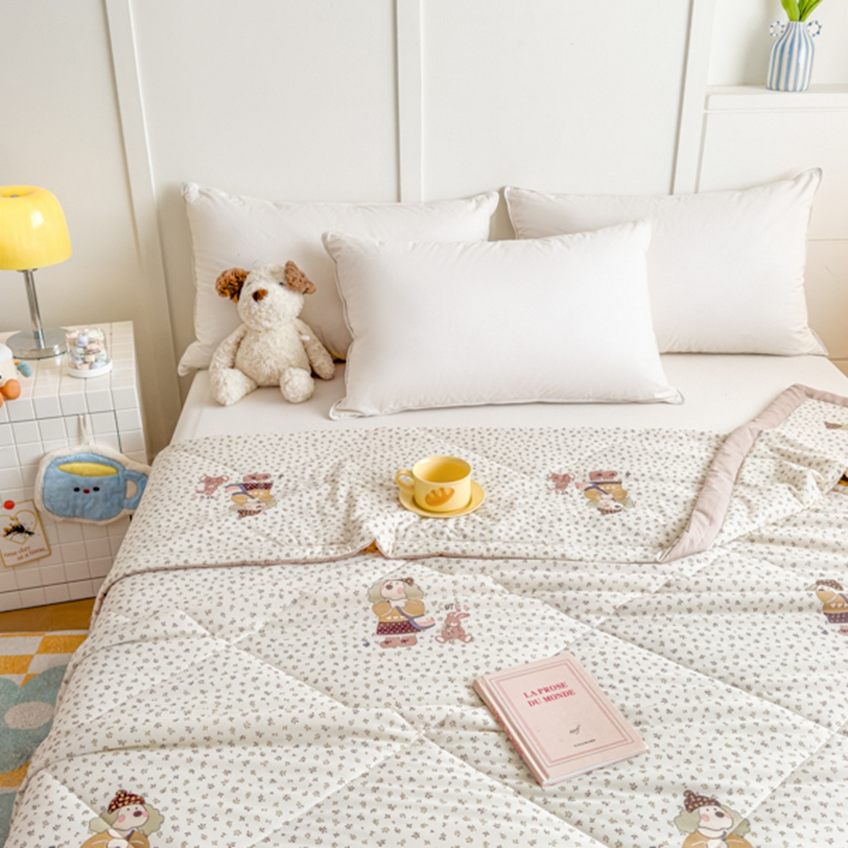 91家纺网 家纺一手货源 找家纺 帕拉美拉 2026新款A类印花冰凉丝凉感丝手包大宽边夏被 萌宠小分队