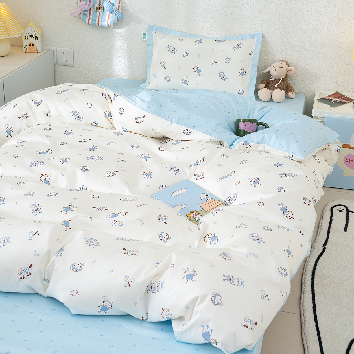 91家纺网 家纺一手货源 找家纺 （总）良佐生活 2026新款A类60支全棉贡缎长绒棉儿童单件被套纯棉学生被套单品被罩直播