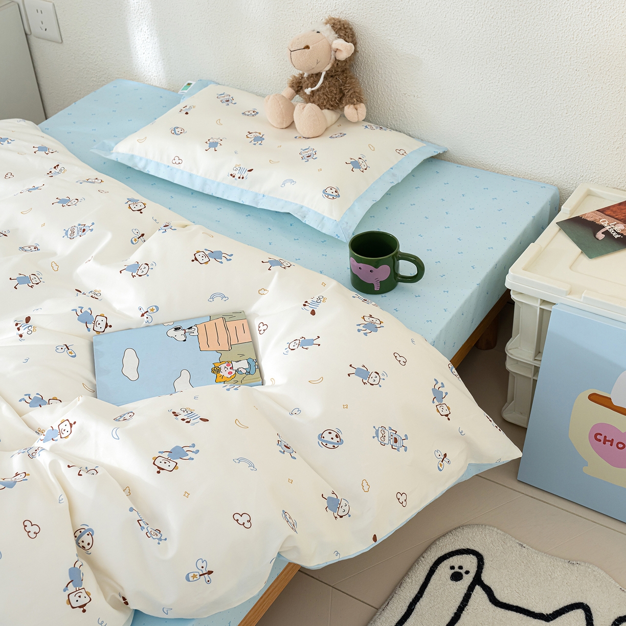 91家纺网 家纺一手货源 找家纺 （总）良佐生活 2026新款A类60支全棉贡缎长绒棉儿童单件被套纯棉学生被套单品被罩直播