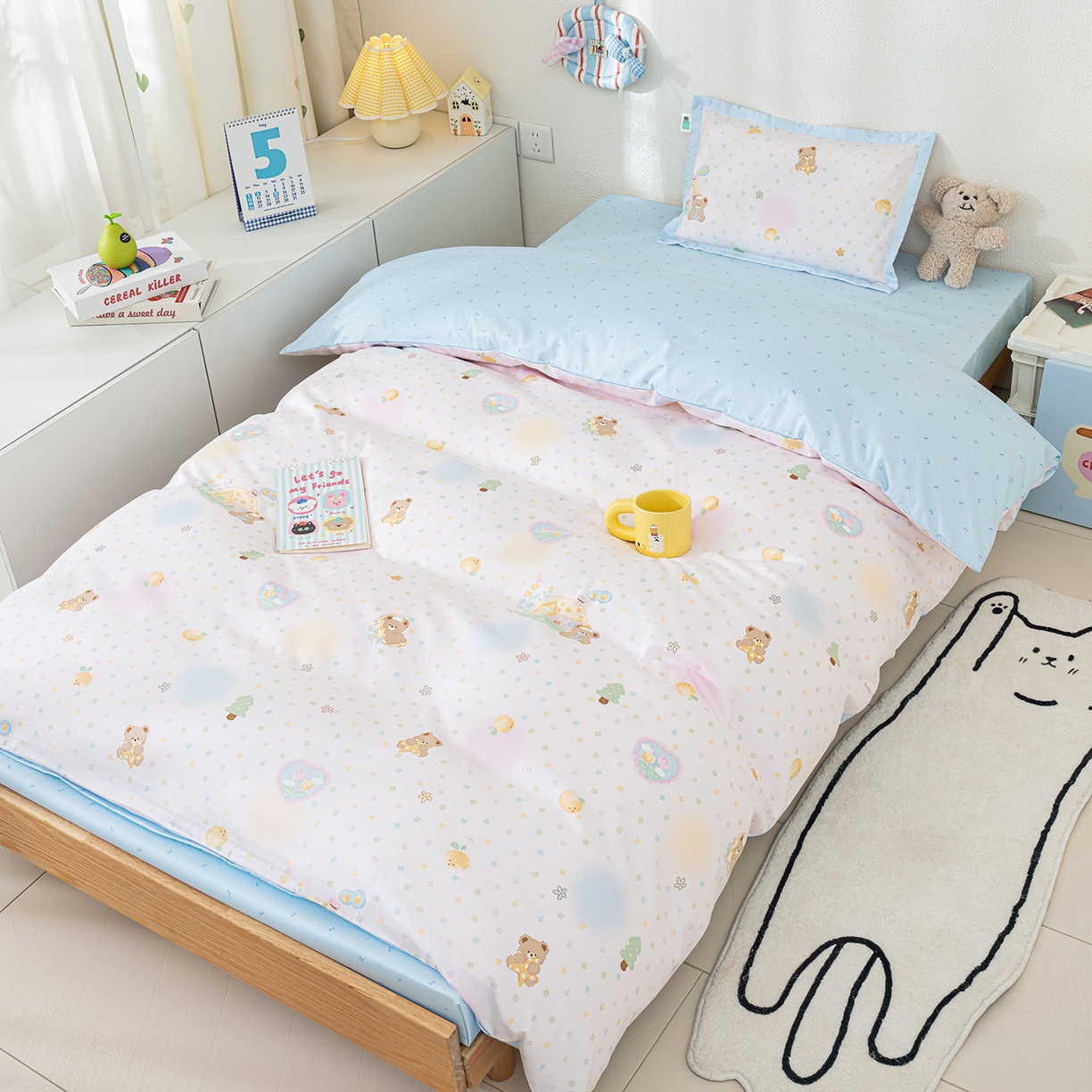 91家纺网 家纺一手货源 找家纺 （总）良佐生活 2026新款A类60支全棉贡缎长绒棉儿童单件被套纯棉学生被套单品被罩直播