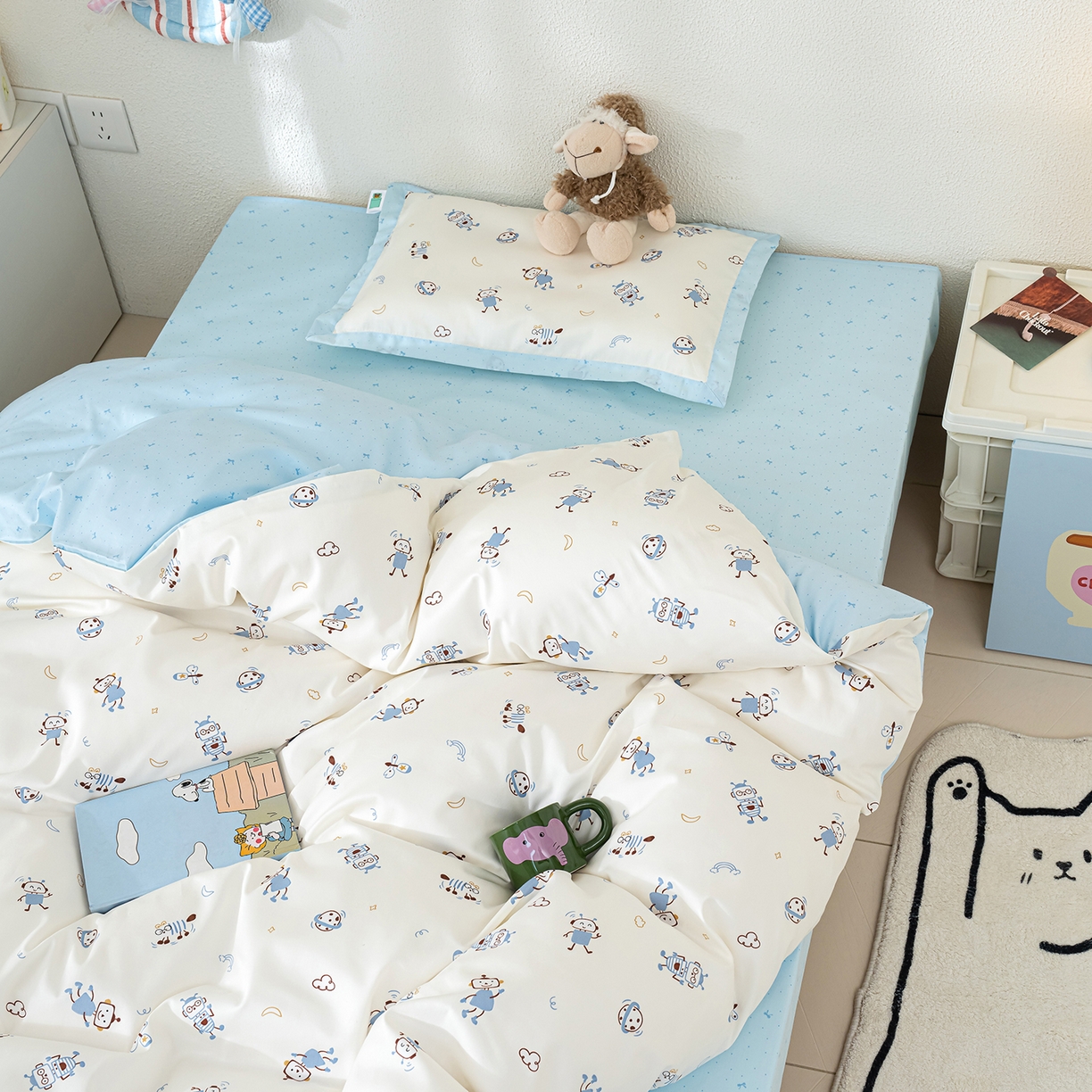 91家纺网 家纺一手货源 找家纺 （总）良佐生活 2026新款A类60支全棉贡缎长绒棉儿童单件被套纯棉学生被套单品被罩直播