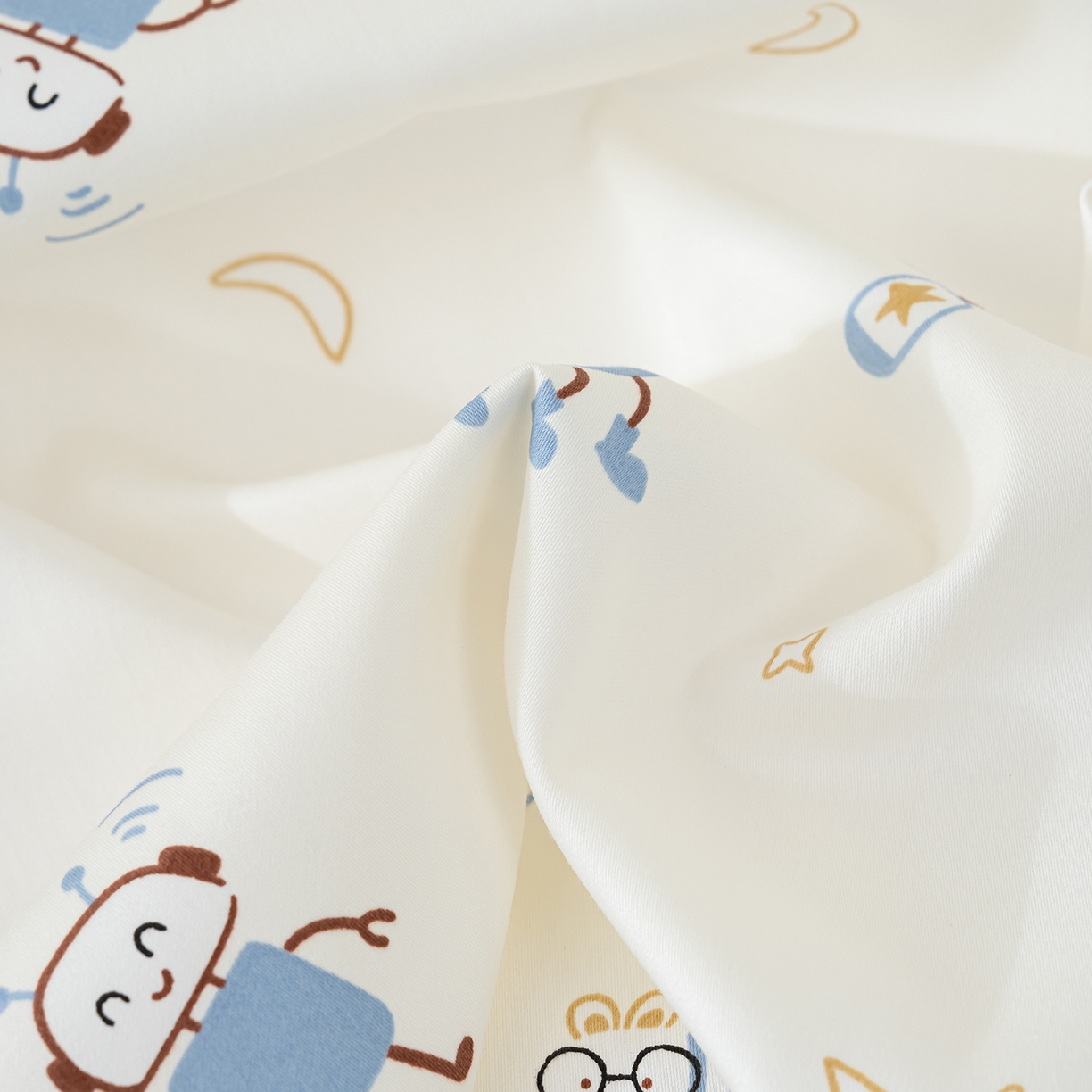 91家纺网 家纺一手货源 找家纺 良佐生活 2026新款A类60支全棉贡缎长绒棉单件被套 太空机器人