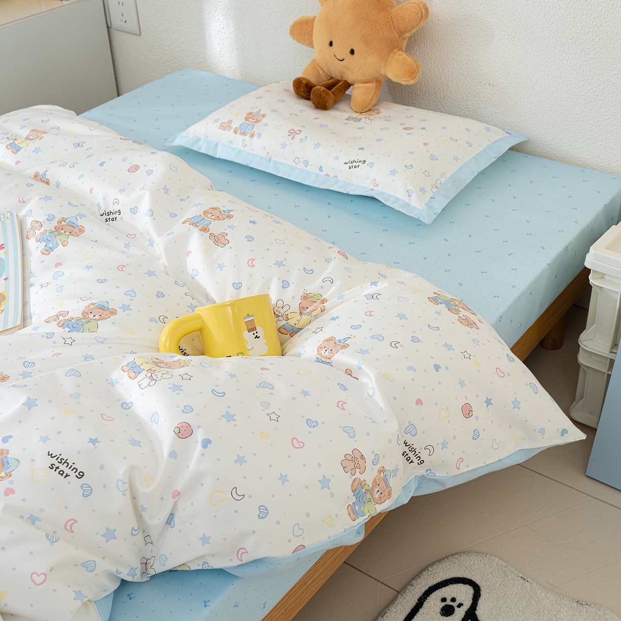 91家纺网 家纺一手货源 找家纺 良佐生活 2026新款A类60支全棉贡缎长绒棉单件被套 星语星愿