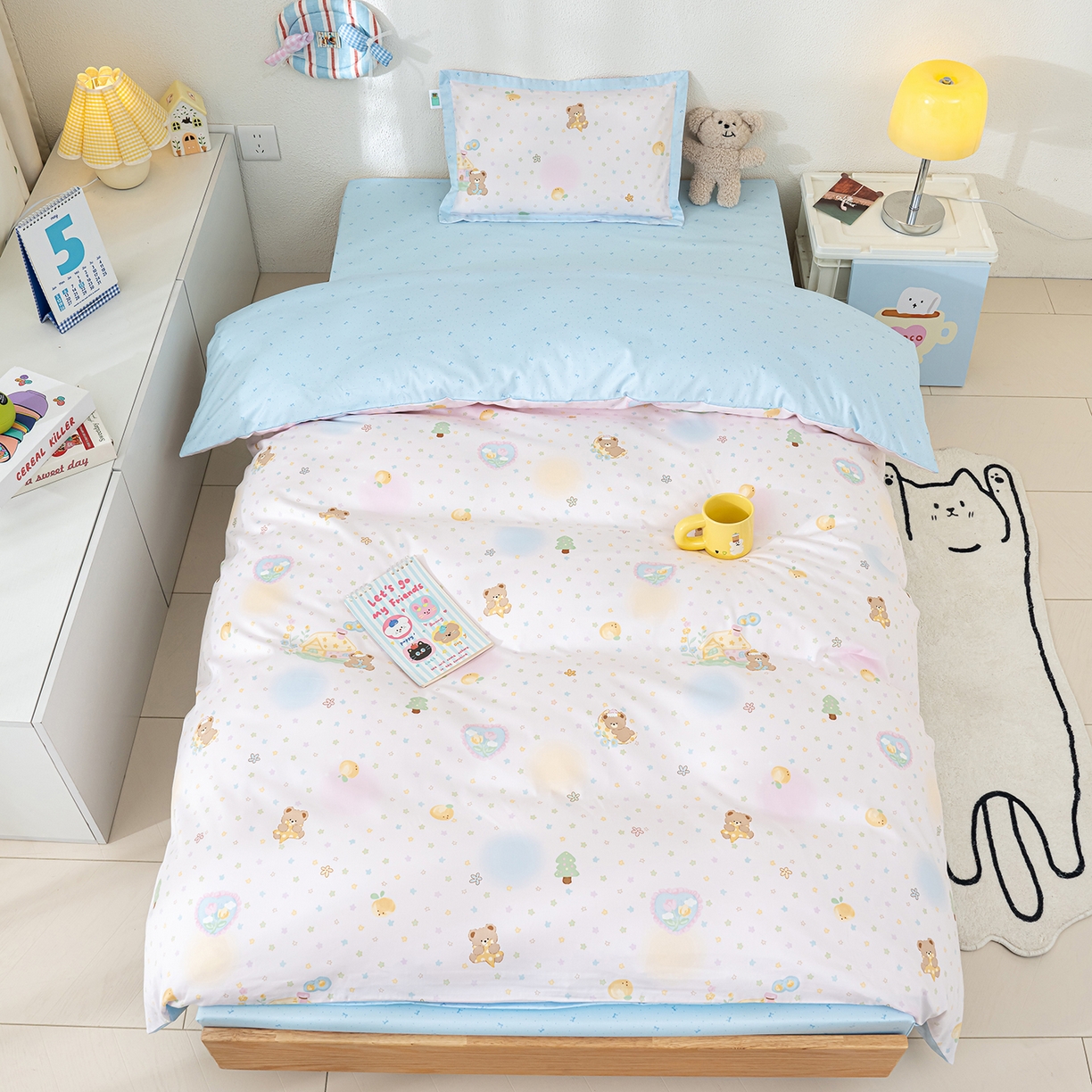 91家纺网 家纺一手货源 找家纺 良佐生活 2026新款A类60支全棉贡缎长绒棉单件被套 繁星满天