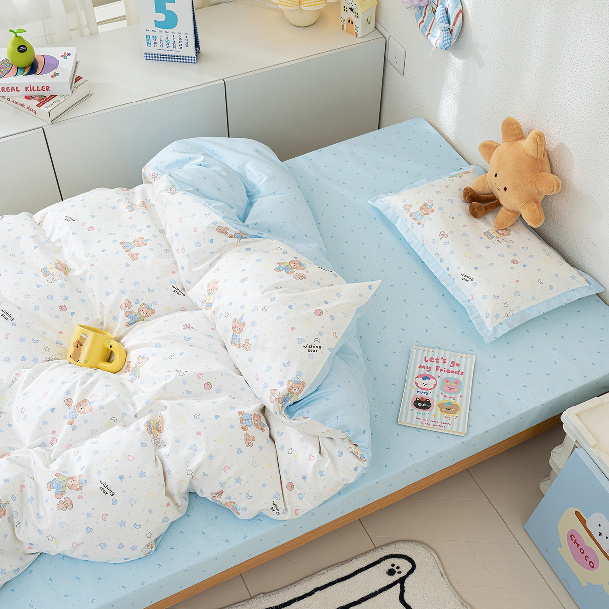 91家纺网 家纺一手货源 找家纺 良佐生活 2026新款A类60支全棉贡缎长绒棉单件被套 星语星愿