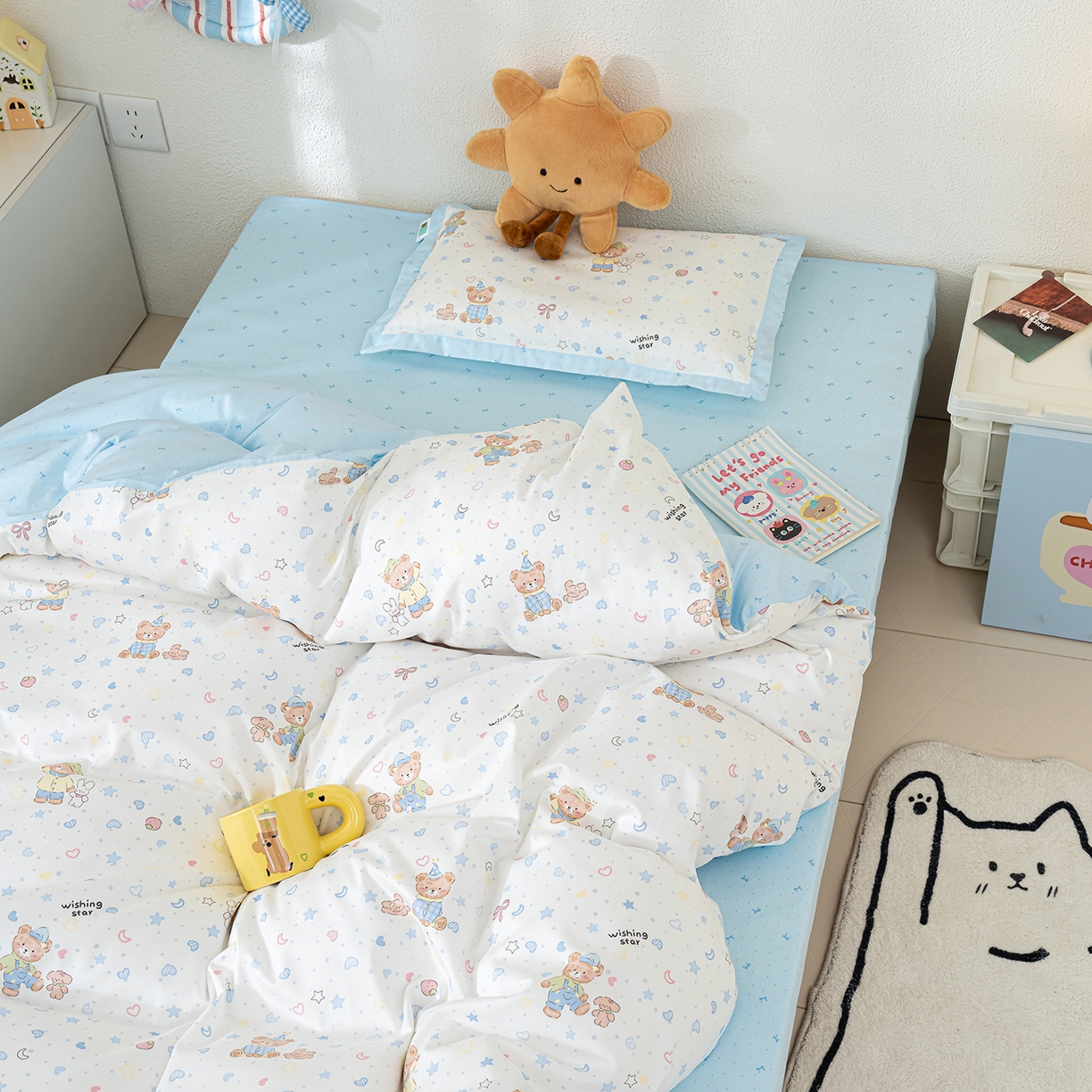 91家纺网 家纺一手货源 找家纺 良佐生活 2026新款A类60支全棉贡缎长绒棉单件被套 星语星愿