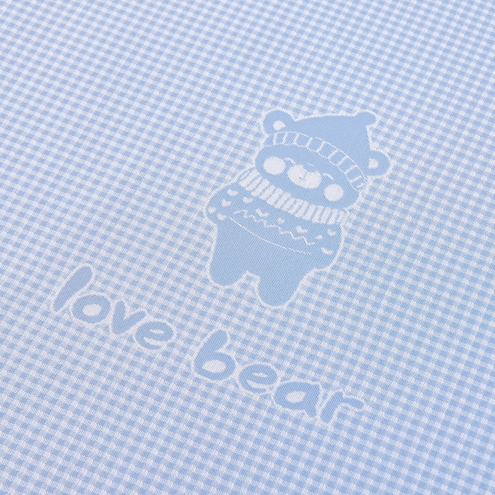 91家纺网 家纺一手货源 找家纺 小牛席业 2026新款【实拍风格】双PE高凉感-韩版小熊提花冰丝席（床笠款）凉席竹席藤席冰藤席乳胶席豆豆席 蓝色