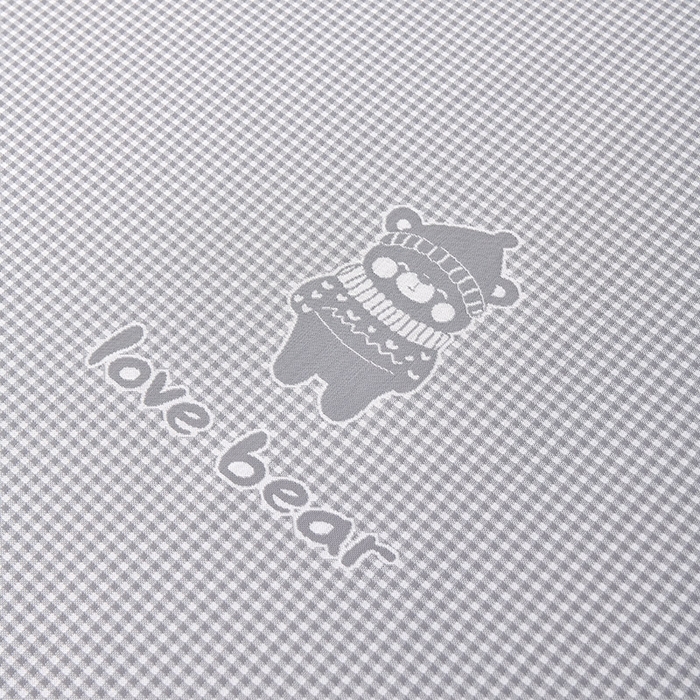 91家纺网 家纺一手货源 找家纺 小牛席业 2026新款【实拍风格】双PE高凉感-韩版小熊提花冰丝席（床笠款）凉席竹席藤席冰藤席乳胶席豆豆席 灰色