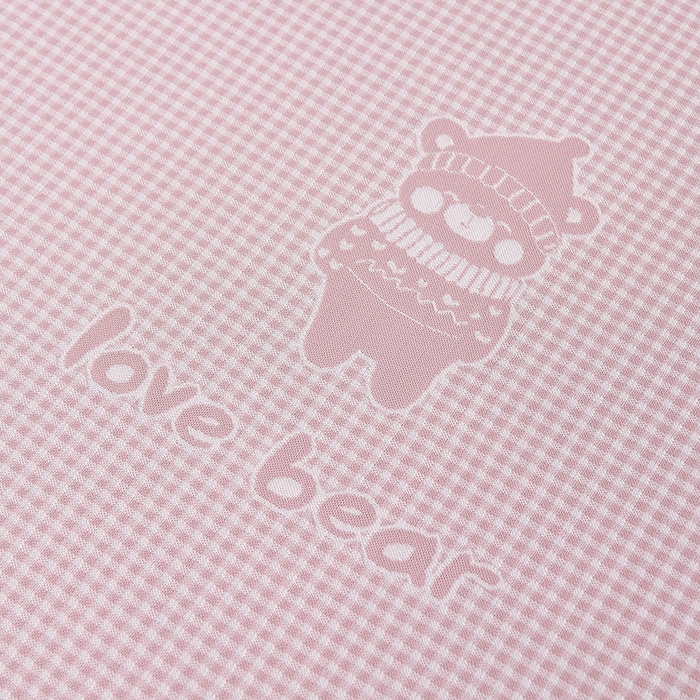 91家纺网 家纺一手货源 找家纺 小牛席业 2026新款【实拍风格】双PE高凉感-韩版小熊提花冰丝席（床笠款）凉席竹席藤席冰藤席乳胶席豆豆席 粉色