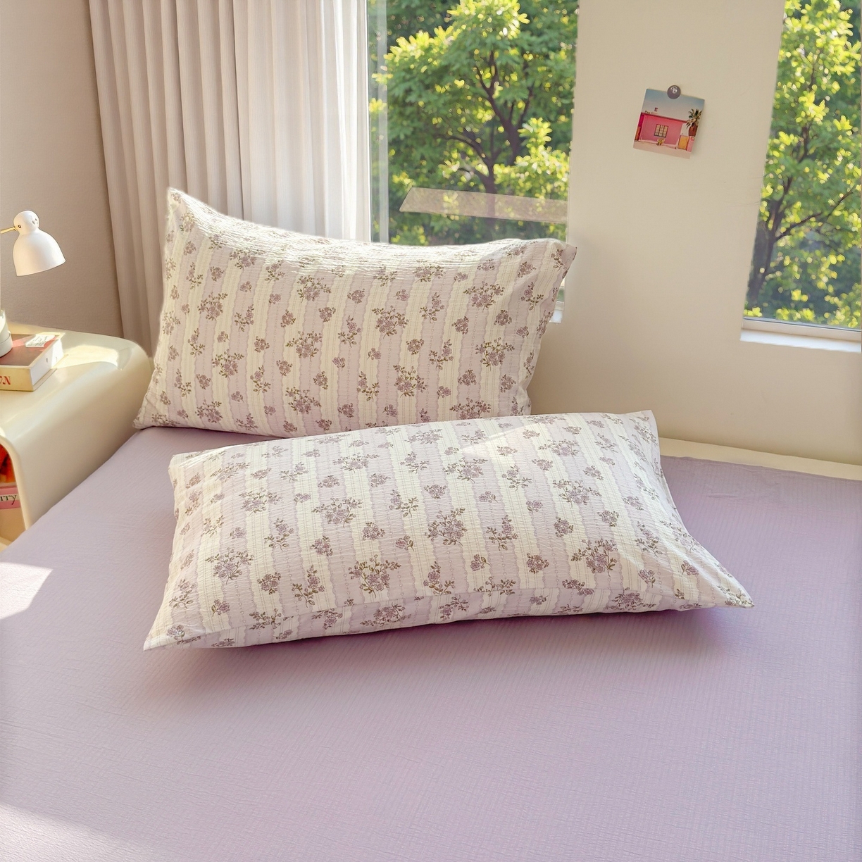 91家纺网 家纺一手货源 找家纺 晓时候 2026新款A类云感双层纱夏被棉花被小清新印花夏凉被空调被 洛神花间