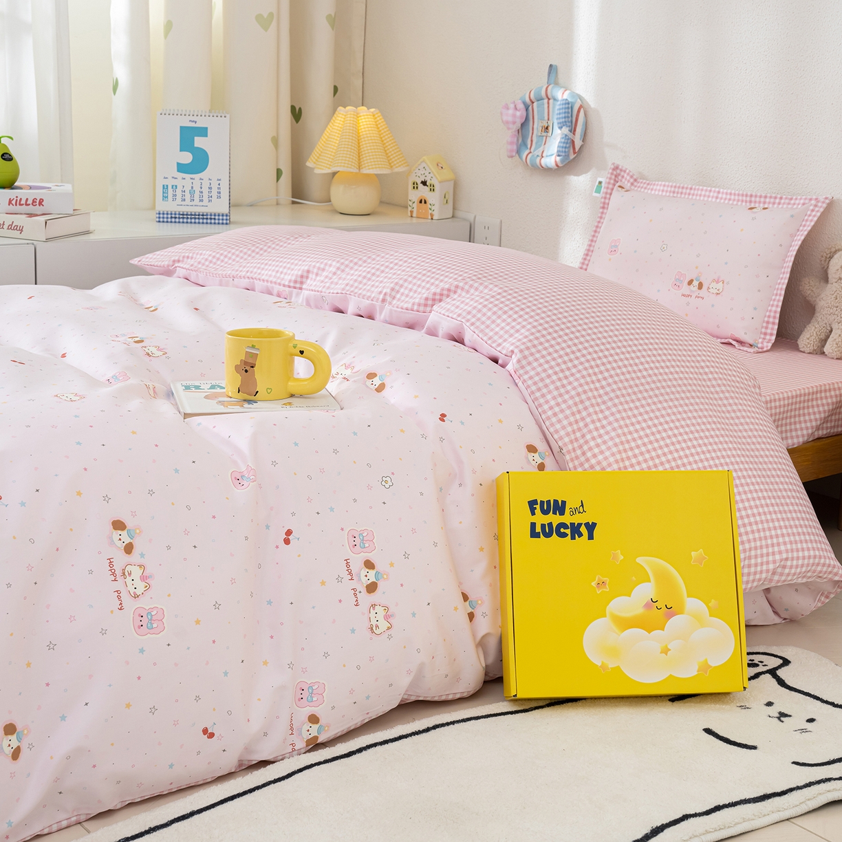 91家纺网 家纺一手货源 找家纺 良佐生活 2026新款A类60支全棉贡缎长绒棉单件被套 开心派对