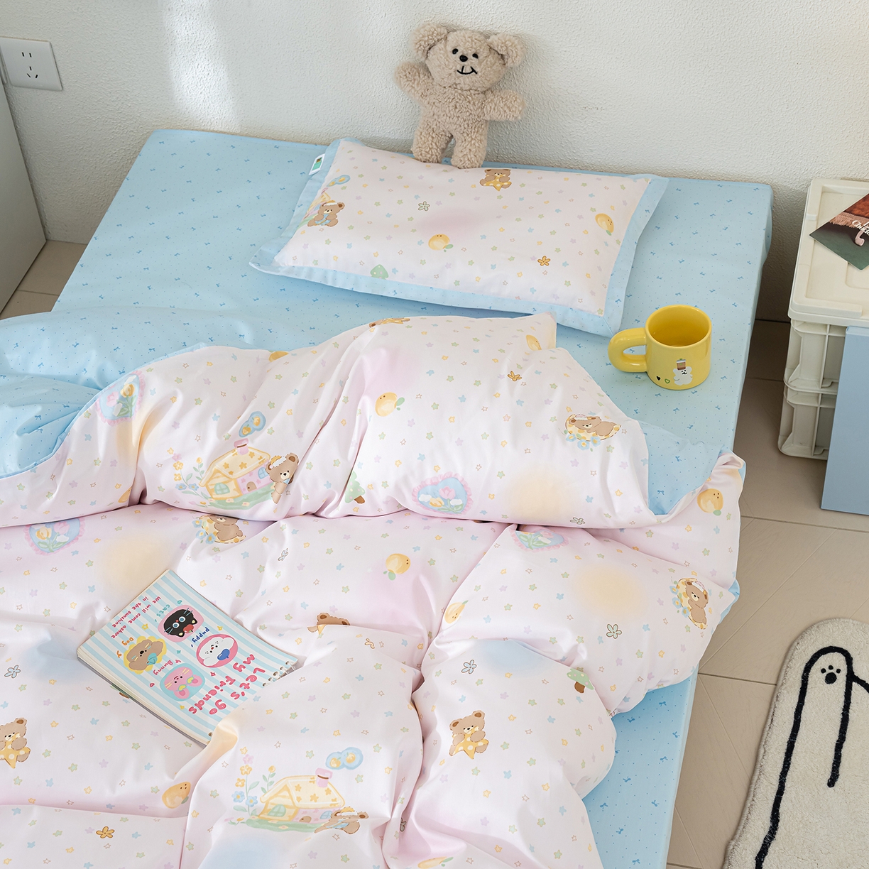 91家纺网 家纺一手货源 找家纺 良佐生活 2026新款A类60支全棉贡缎长绒棉单件被套 繁星满天