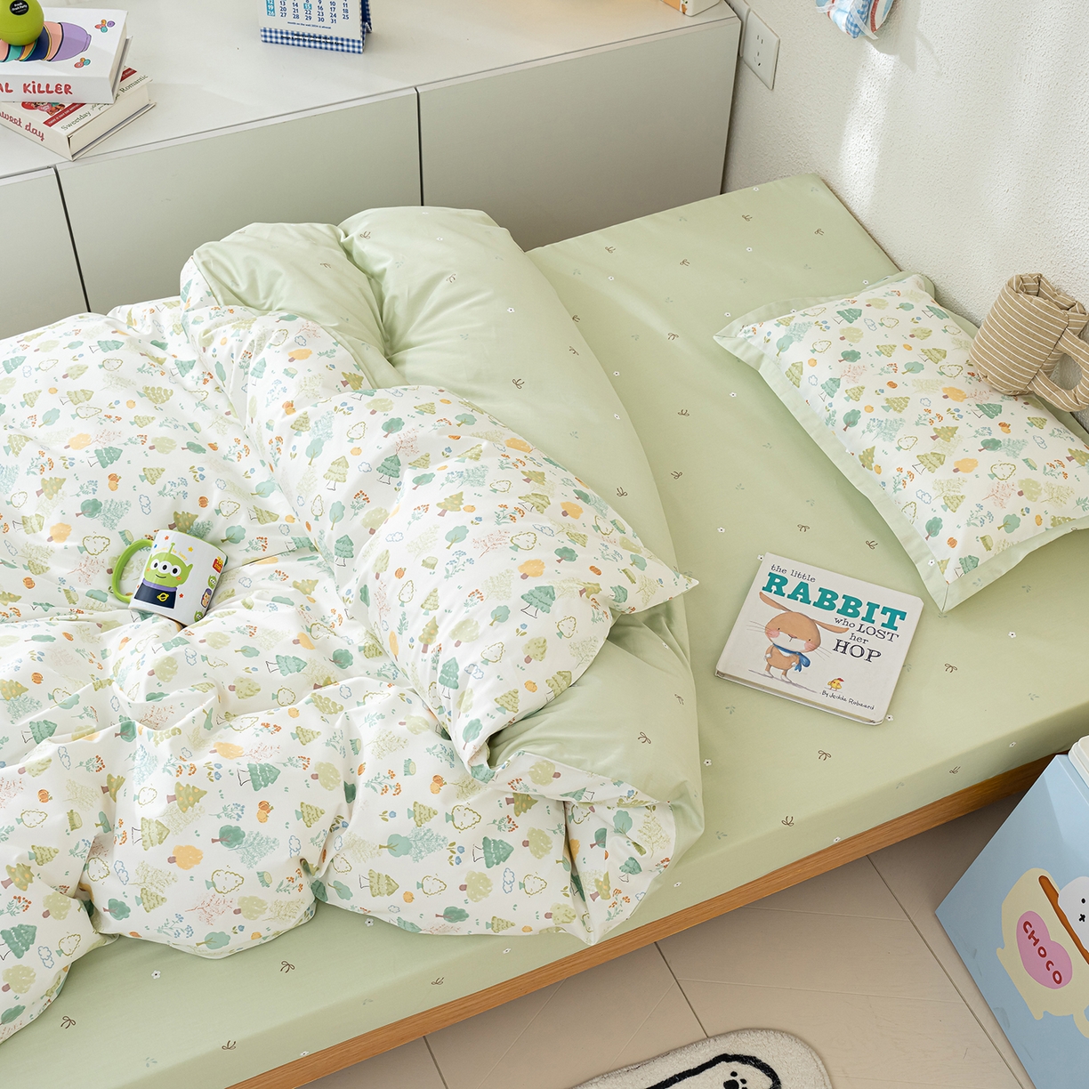 91家纺网 家纺一手货源 找家纺 良佐生活 2026新款A类60支全棉贡缎长绒棉单件被套 许愿森林