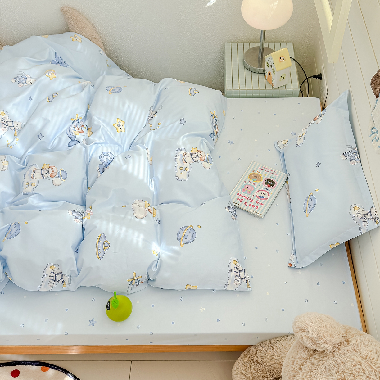 91家纺网 家纺一手货源 找家纺 良佐生活 2026新款铂金全棉卡通单件被套 太空探险