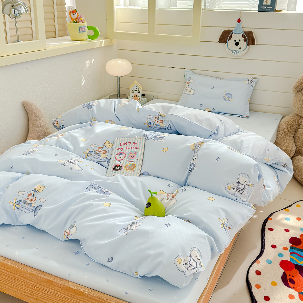 91家纺网 家纺一手货源 找家纺 良佐生活 2026新款铂金全棉卡通单件被套 太空探险