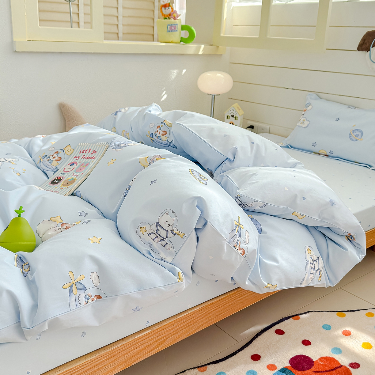 91家纺网 家纺一手货源 找家纺 良佐生活 2026新款铂金全棉卡通单件被套 太空探险