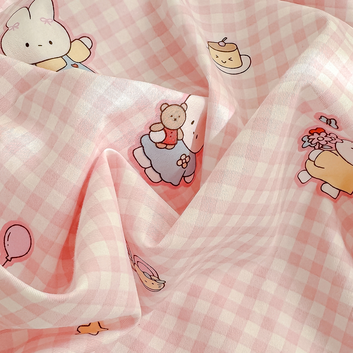 91家纺网 家纺一手货源 找家纺 良佐生活 2026新款铂金全棉卡通单件被套 乐兔-粉