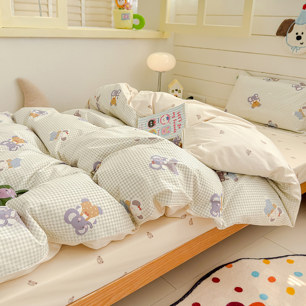 91家纺网 家纺一手货源 找家纺 良佐生活 2026新款铂金全棉卡通单件被套 调皮象